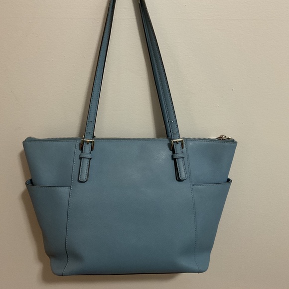 Michael Kors Charlotte Large Saffiano Leather Top Zip Tote Bag, Denim Blue - Picture 4 of 7